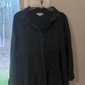 Green Button-Up Blouse